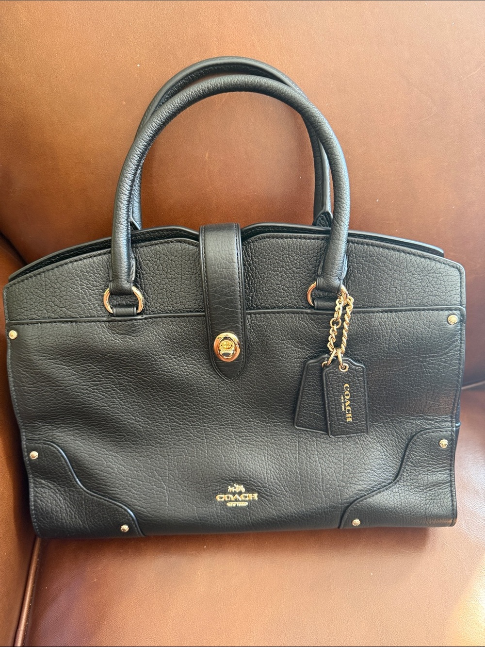 Coach Mercer 30 Satchel Black with Gold-Tone Hardware